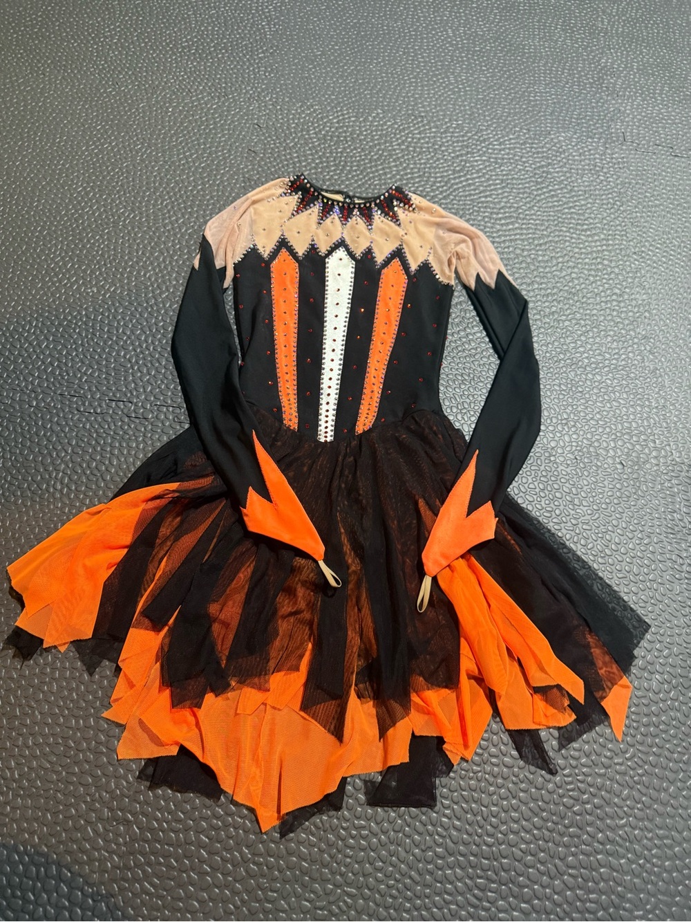 Del Arbour Women Size 0-2 Black and Orange Ice Skating Dress With Crystals
